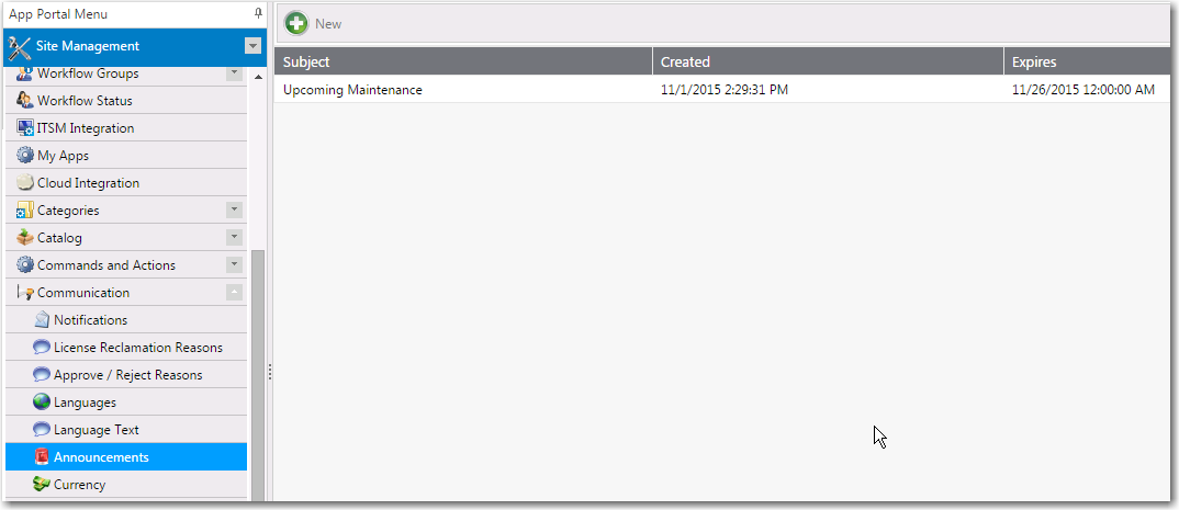 Communication > Announcements View